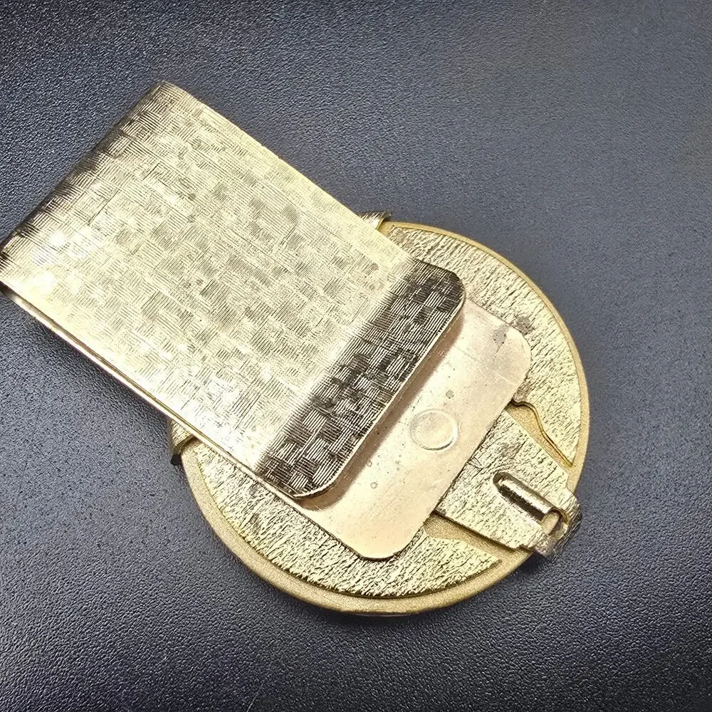 Vintage Horse Equestrian Themed Money Clip Gold Tone #1